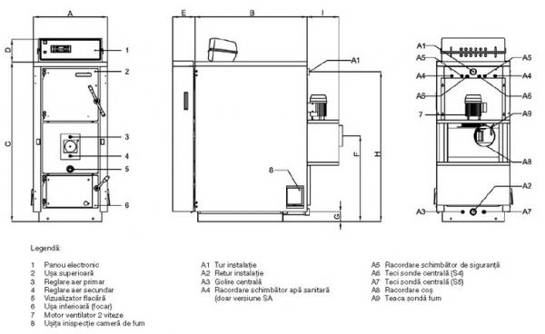 Cazan din inox, pe combustibil solid, cu gazeificare, 142 Kw, Arca Regovent 150 R Inox [3]
