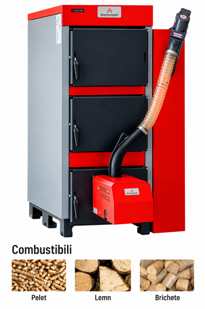 Cazan din otel pe lemne si peleti Thermostahl Ecotwin 80 kw [3]