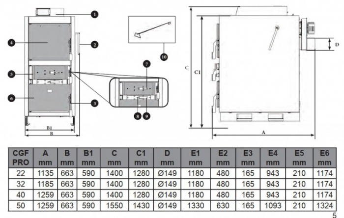 Cazan pe lemne cu gazeificare Ferroli, model CGF PRO 50 - 50 kW [3]
