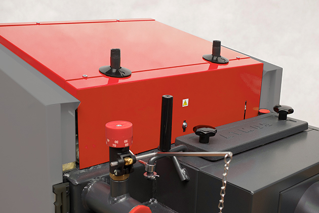 Cazan pe lemne Atmos, din otel cu gazeificare, model DC25GS 25 kw exhaustor de fum şi serpentină de răcire, cameră de ardere căptuşită cu ceramică [7]