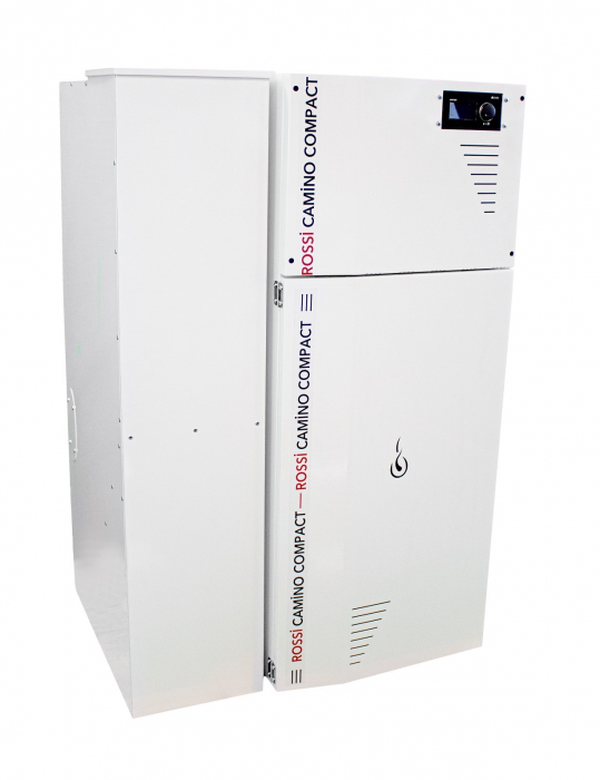 Centrala termica compacta pe peleti Fornello Rossi Camino Compact 35 kw cu rezervor 153 l, pompa de circulatie, vas expansiune, tiraj fortat [2]
