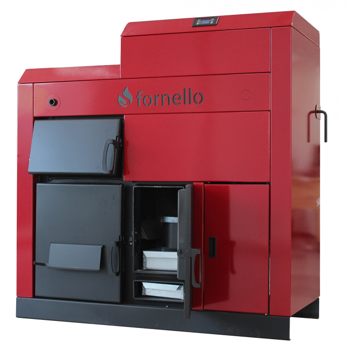 Cazan pe lemne si peleti Fornello, model Eco Energy mixt 35 kW, echipata cu 2 camere de ardere, automatizare, afisaj digital, arzator fonta, buncar peleti integrat 90 kg [4]