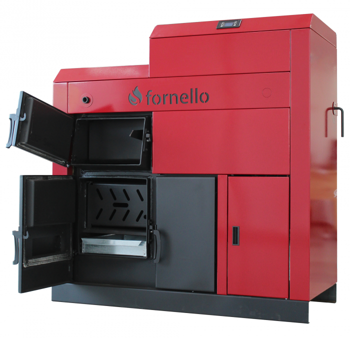 Cazan pe lemne si peleti Fornello, model Eco Energy mixt 35 kW, echipata cu 2 camere de ardere, automatizare, afisaj digital, arzator fonta, buncar peleti integrat 90 kg [5]