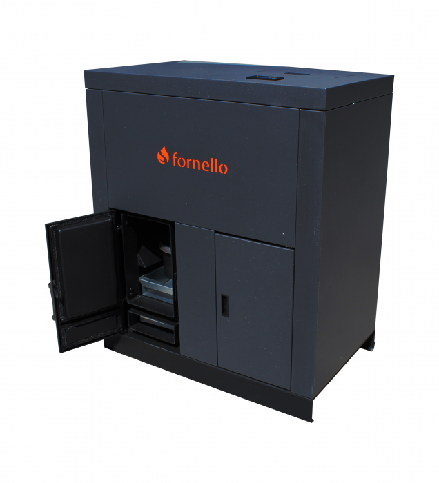 Cazan pe peleti Fornello, model Eco Energy 50 kW, ardere ecologica, arzator din fonta, automatizare, buncar 130 kg, afisaj digital, consum redus, aspirator cenusa cadou [2]