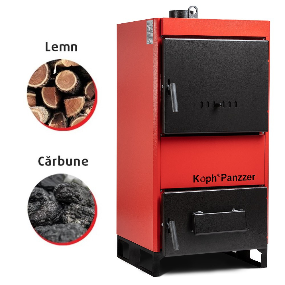 Centrala/Cazan lemne si carbuni KOPH Panzzer 37 kW/45 kW cu regulator de tiraj inclus, Ø 160 mm, volum manta apa 80 litri [5]