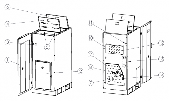 Centrala termica pe peleti Fornello GT 25 kW Standard, echipata cu pompa circulatie Wilo, vas expansiune, manometru [3]