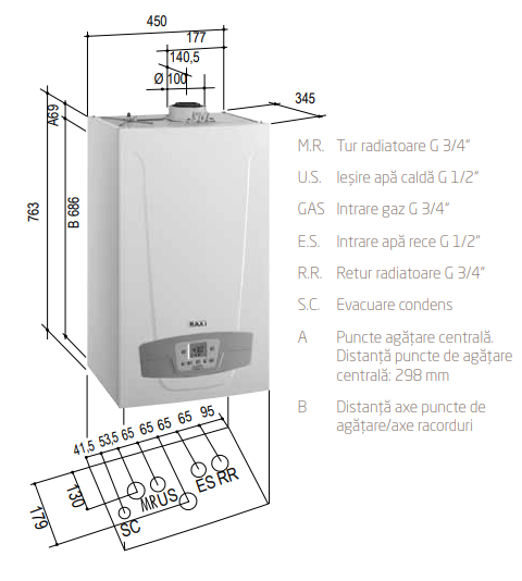 Centrala termica in condensatie, 28 kW, incalzire + A.C.M, Baxi LUNA DUO-TEC COMPACT E 28 [4]