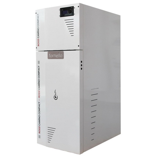 Cazan pe peleti compact Fornello model Rossi Camino Compact 35 kw, tiraj fortat, pompa de circulatie, vas expansiune [2]