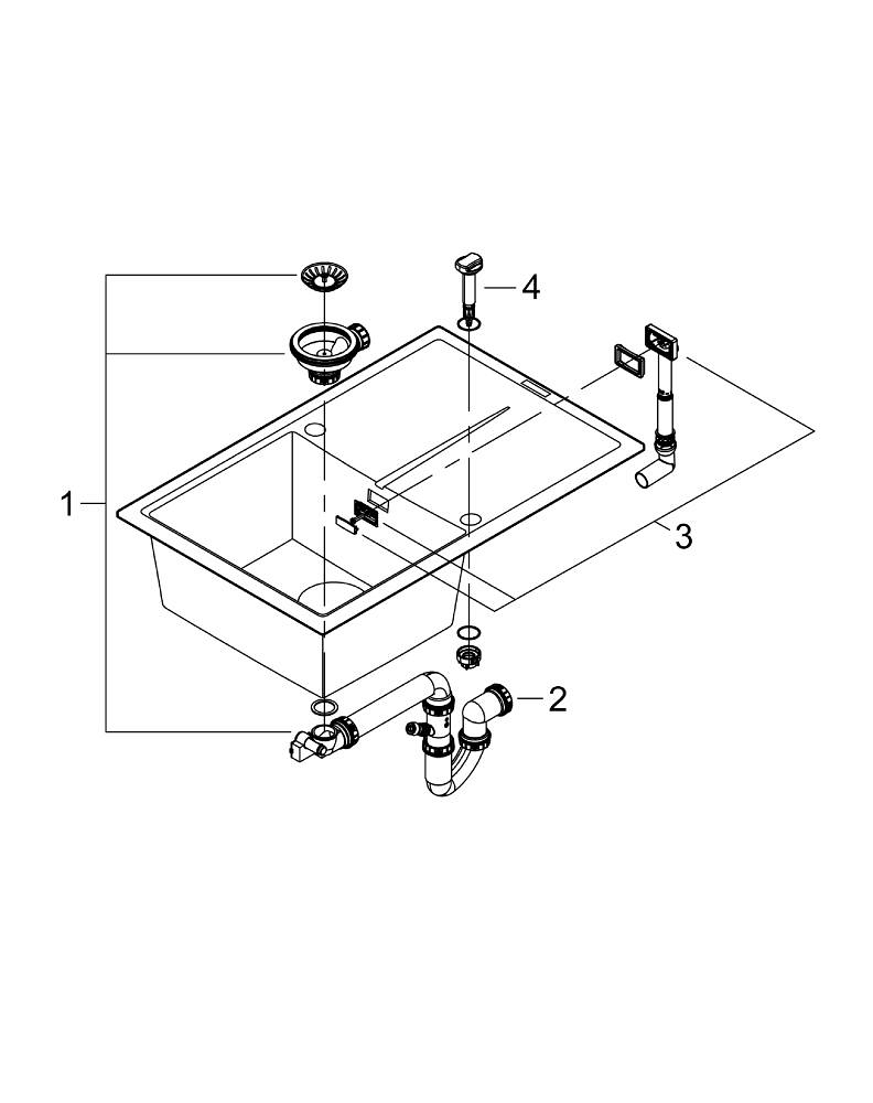 Chiuveta bucatarie Grohe Granite, k400, 1 cuva, picurator reversibil, compozit quartz, negru [2]