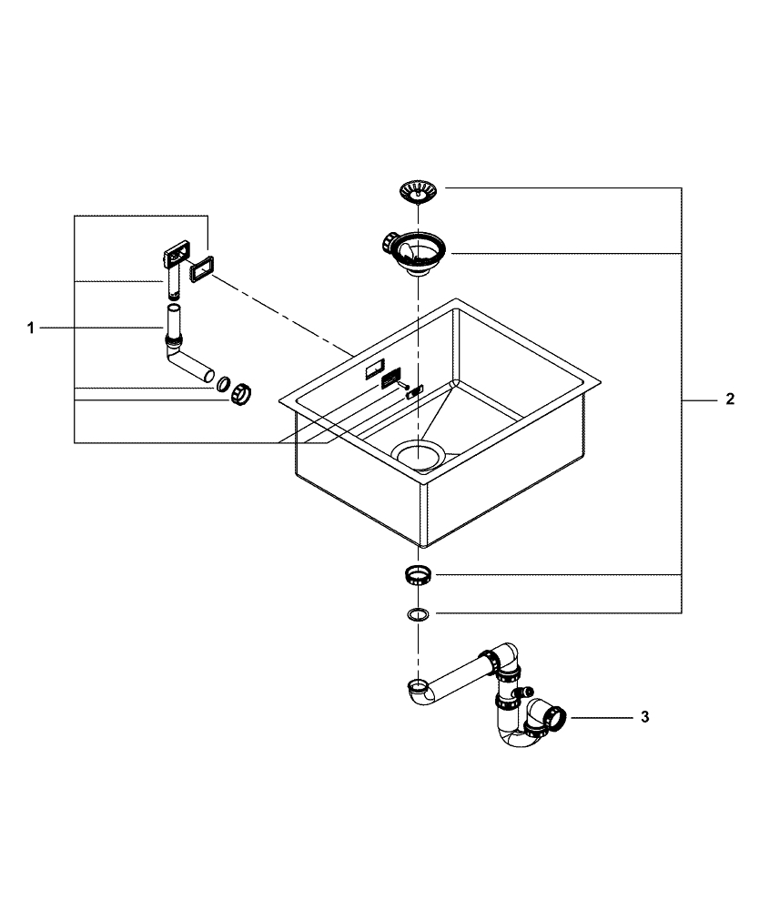 Chiuveta bucatarie Grohe inox K700, 1 cuva, otel inoxidabil, inox satinat, crom [2]