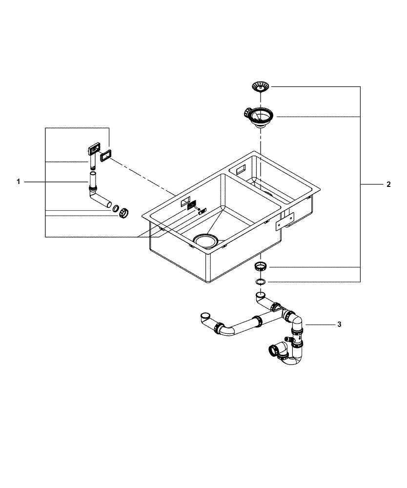 Chiuveta de bucatarie Grohe K700 montare in/pe blat, 2 cuve, sistem de scurgere, otel inoxidabil, crom [3]