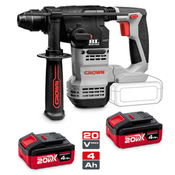 Ciocan Rotopercutor SDS Plus Crown CT28001HX-4 + acumulator 20V [2]
