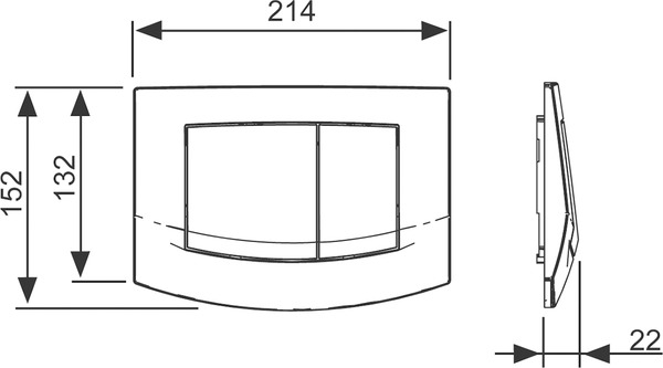 Clapeta WC TECEAmbia 2 trepte, crom mat, butoane crom mat [2]
