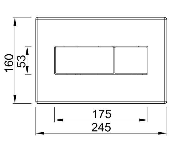 Clapeta de actionare, 245 mm x 160 mm, actionare dubla, cromat cu butoane mate, Styron [2]