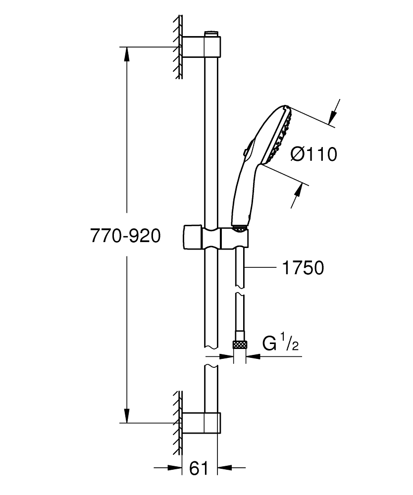Coloana de dus Grohe Tempesta 110 bara dus 900 mm para de dus, 3 jeturi, crom [5]