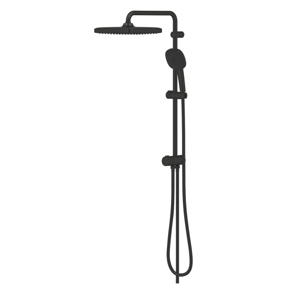 Coloana de dus Grohe Tempesta sistem 250 Cube, dus fix, patrat, furtun 1.750m, diverter, para dus, 2 jeturi, negru [4]