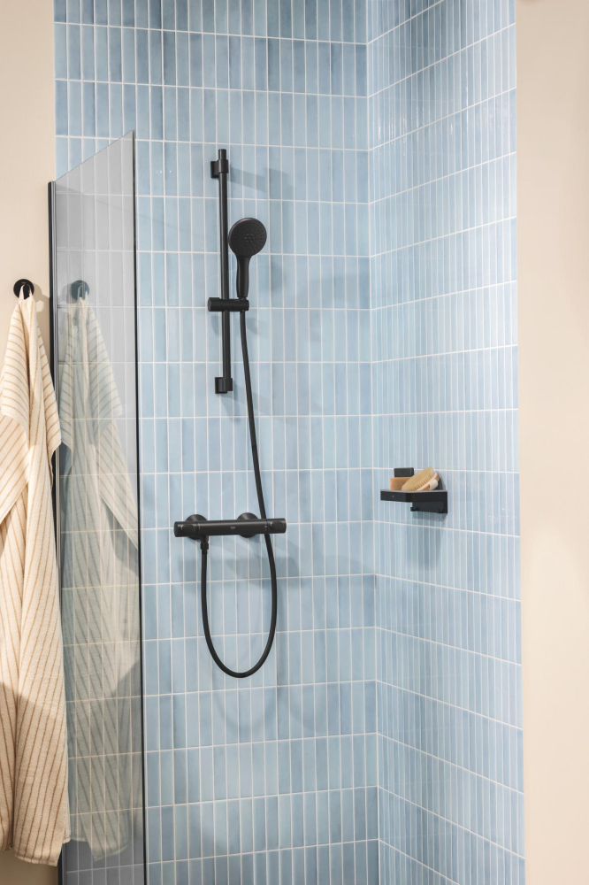 Coloana de dus Grohe Vitalio comfort 110 II rail set 600 9, 5, universala, 600 mm, dus de mana, furtun de dus, ajustabil, 2 jeturi, negru mat [8]