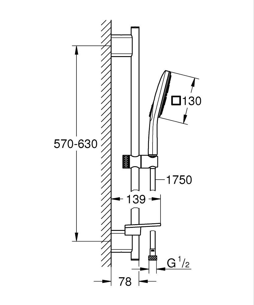 Coloana de dus Grohe SmartActive Cube 130 dus de mana, bara dus, etajera, limitator de debit, sistem anti-calcar, crom [5]