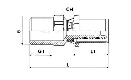 Conector sertizare filet exterior 3/4 tol x 16x2 ICMA [2]