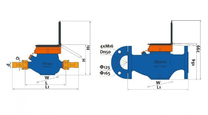 Contor apa rece multijet cu mecanism umed DN5/4 exterior R160 Gobe [2]