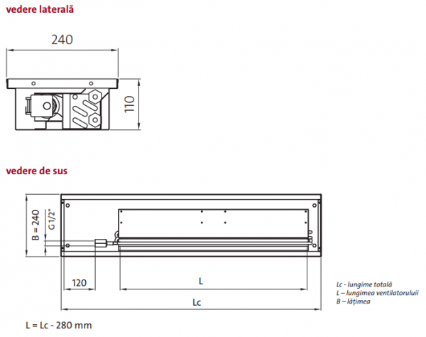 Convector de pardoseala, incalzire/racire, 3072 W/846 W, H=110 mm, 240x1400 mm, Purmo Aquilo F2C [4]
