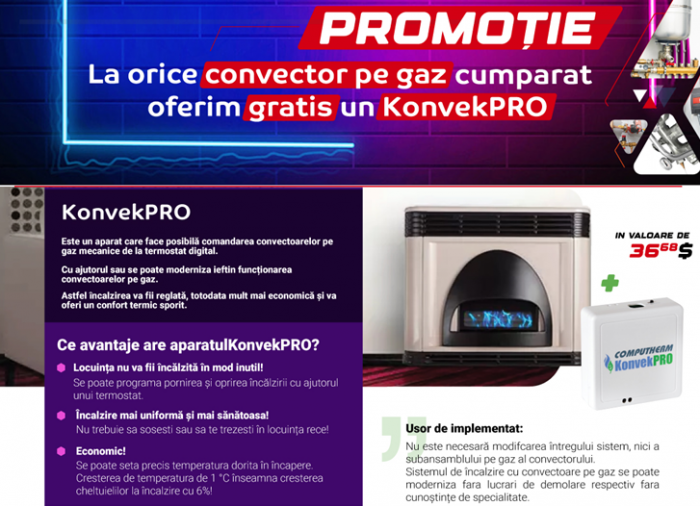 Convector pe gaz, 5.5 kW, cu tiraj fortat la parapet, Lampart Vision 50P [2]