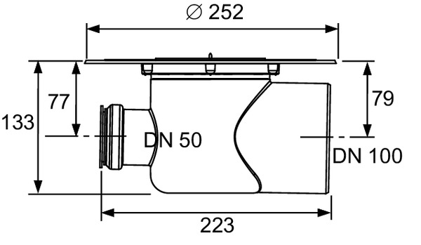 Corp sifon TECEdrainpointS din PP, evacuare laterala DN100, intrare DN50 [2]