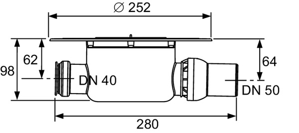 Corp sifon standard TECEdrainpointS din PP, evacuare laterala DN50, intrare DN40 [2]
