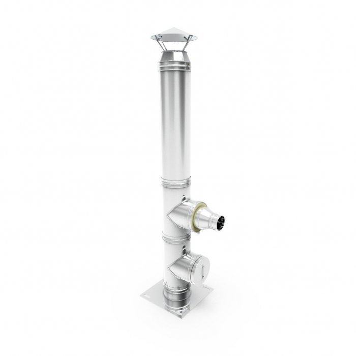 Cos de fum inox, Fornello dublu perete inox-inox, izolatie din vata bazaltica 40 mm, inaltime 6 metri, diametru interior 200 mm, pentru centrale pe lemn, carbune si peleti, complet [3]