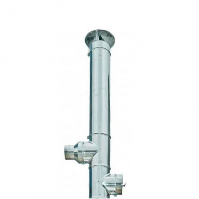 Cos de fum inox, Fornello dublu perete inox-inox, izolatie din vata bazaltica 40 mm, inaltime 6 metri, diametru interior 200 mm, pentru centrale pe lemn, carbune si peleti, complet [2]