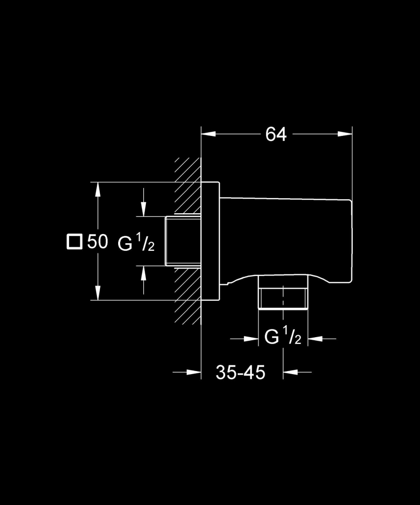 Cot de iesire Grohe Rainshower, 1/2", protectie anti-reflux, crom mat [2]