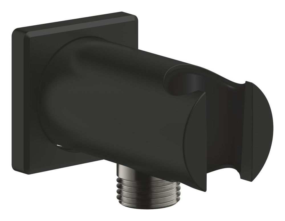 Cot de iesire Grohe Rainshower dus cu suport, ornament patrat, montare pe perete, universal, filet tata, suport integrat, negru mat [3]