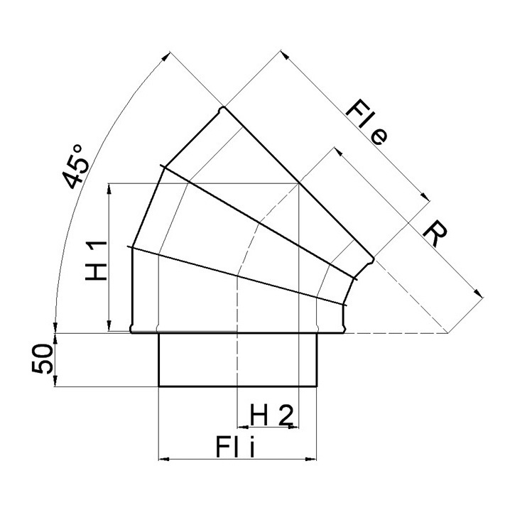 Cot inox izolat DP 45°, Ø80 mm [3]
