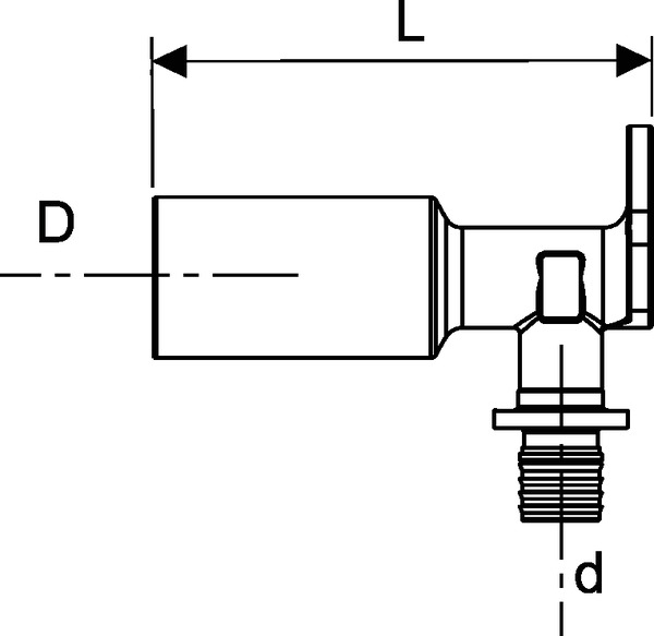 Cot lung din alama TECEflex Ø16 x 1/2" FI, cu fixare pe perete, include izolatie [3]