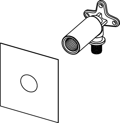 Cot lung din alama TECEflex Ø16 x 1/2" FI, cu fixare pe perete, include izolatie [2]
