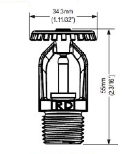 Sprinkler UPRIGHT, cromat, 141°C, K=80, raspuns standard, albastru, Rapidrop [2]