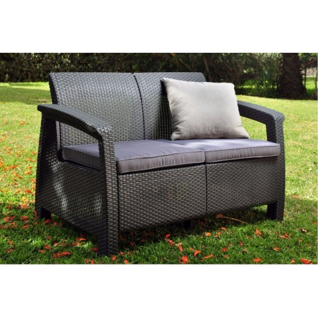 Canapea de gradina, gri, 2 locuri, Curver Corfu Love Seat [2]