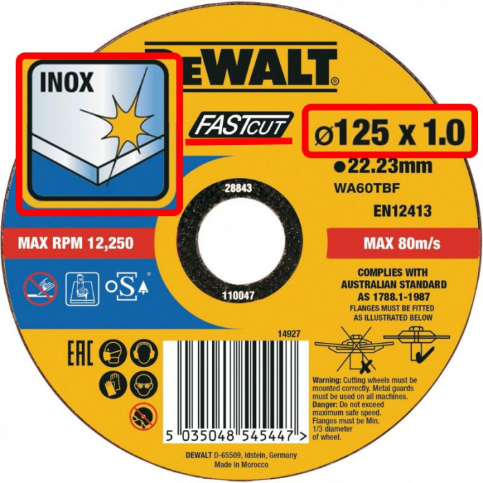 Disc abraziv, Ø125x1x22.23 mm, pentru INOX, DeWALT® DT43902 [2]
