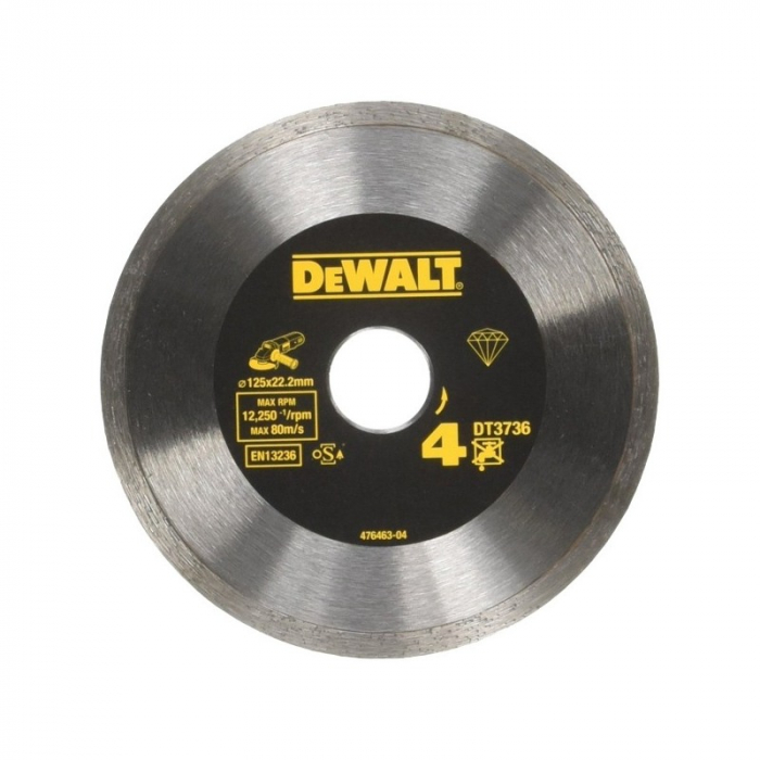 Disc diamantat pentru placi ceramice Dewalt DT3736, Taiere Gresie-Faianta, 125 x 22, 2 x 1, 6 mm [1]