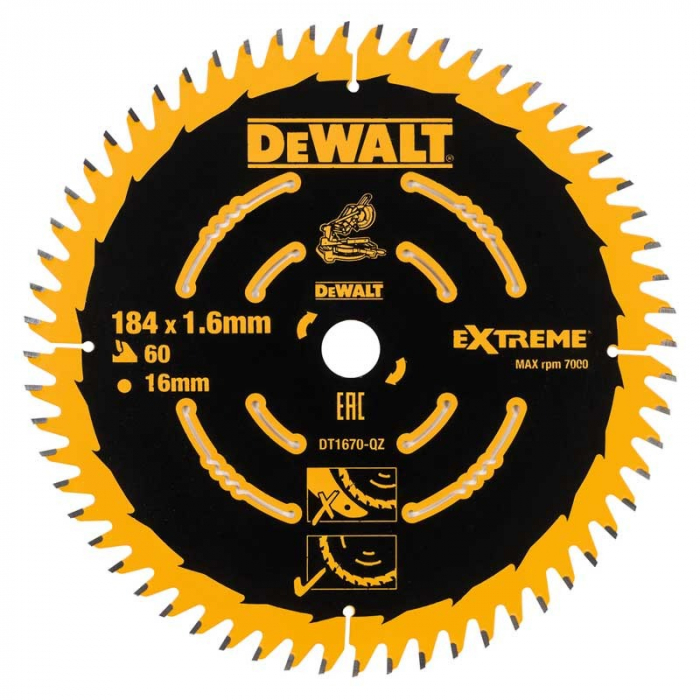 Disc Extreme DeWALT DT1670 pentru lemn dur 184mmx16mm x 1.65mm [2]