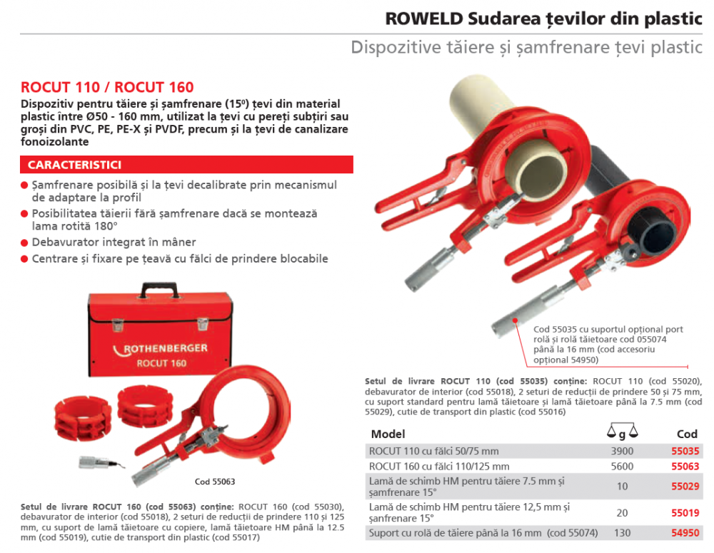 Dispozitiv pentru taiere si samfrenare teava, ROCUT 160, Rothenberger [3]