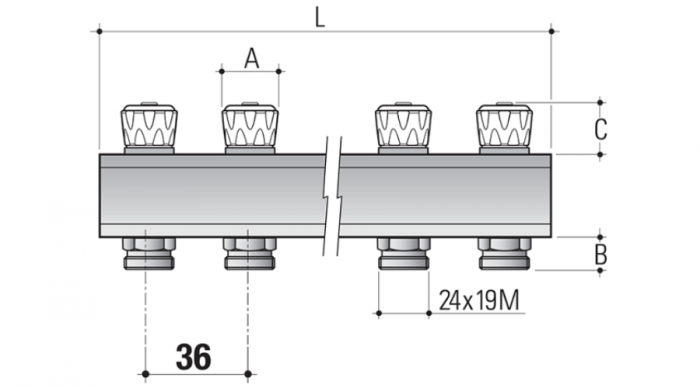 Distribuitor incalzire, 4 cai, 1 tol, 24 x 19, FIV [2]