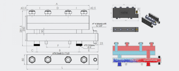Distribuitor-colector compact cu separator hidraulic integrat FOME SMART cu 4 circuite 4.5mc/h [4]