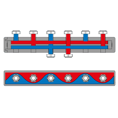 Distribuitor-colector termoizolat, pentru 3 grupuri de circulatie, ESBE GMA 431 [2]