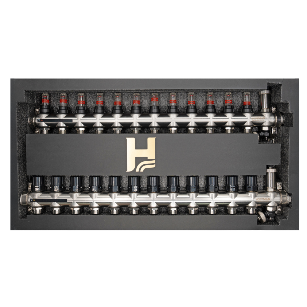 Distribuitor cu debitmetru Hoffman pentru incalzire in pardoseala 12 circuite 1" x 3/4" [2]