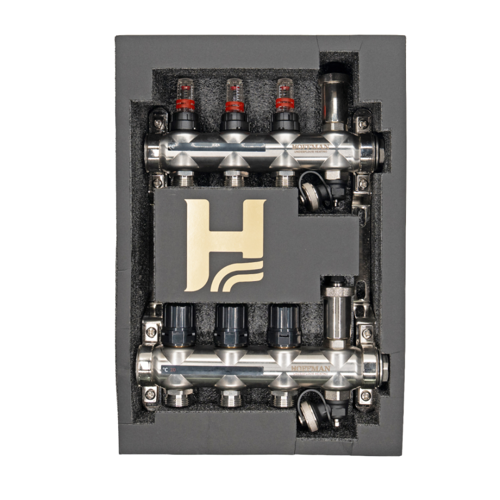 Distribuitor cu debitmetru Hoffman pentru incalzire in pardoseala 3 circuite 1" x 3/4" [2]