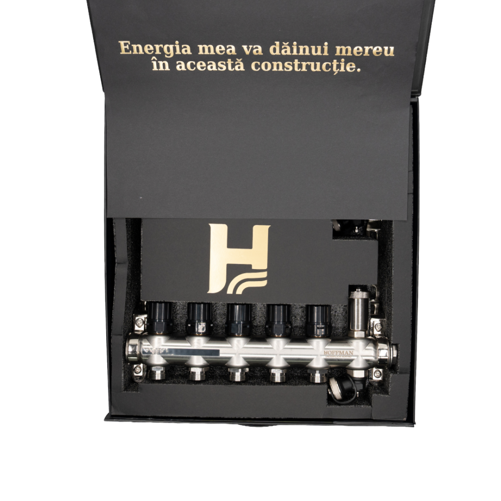 Distribuitor cu debitmetru Hoffman pentru incalzire in pardoseala 5 circuite 1" x 3/4" [3]