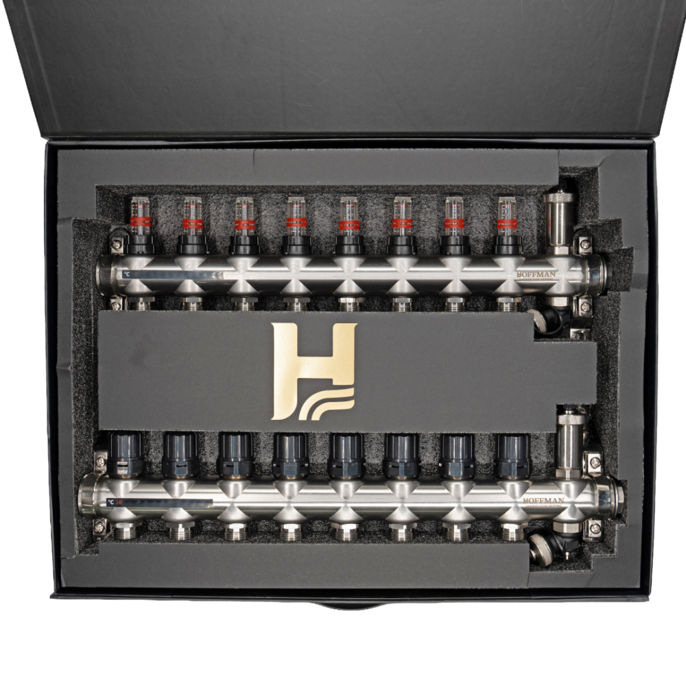 Distribuitor cu debitmetru Hoffman pentru incalzire in pardoseala 8 circuite 1" x 3/4" [2]