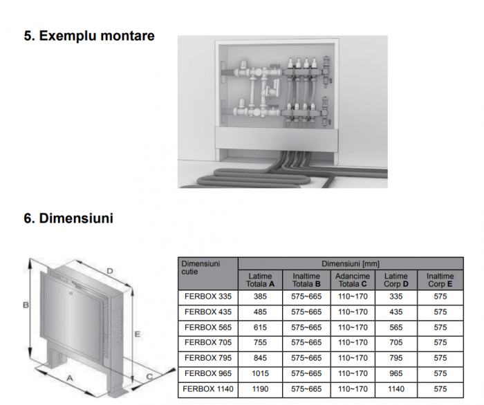 Cutie pentru distribuitor reglabila, 715*(575-665)*(110-170), Ferroli FERBox [3]
