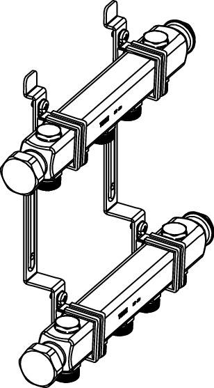 Distribuitor TECEflex rectangular,inox, fara robinet izolare, cu sistem prindere, 5 cai, 1''x eurocon 3/4 [3]